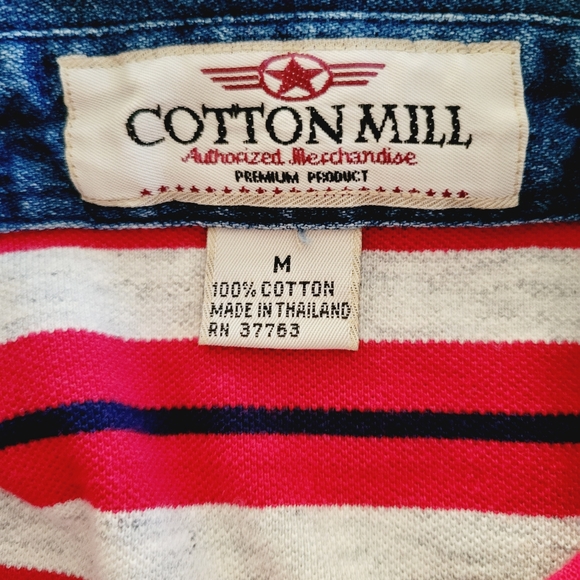 90s Vintage Cotton Mill Denim Collared Polo Shirt - Picture 6 of 8